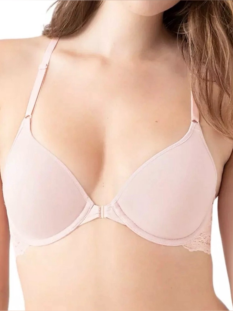 B.Tempt'd By Wacoal Pink Rose Front Close Underwire Racerback Bra Us 32dd